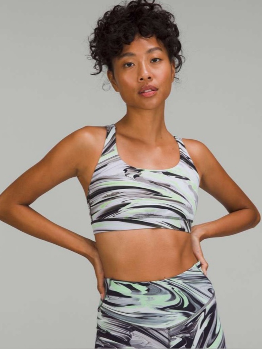 Lululemon women's Energy Bra B-C-D cups white green black size 10